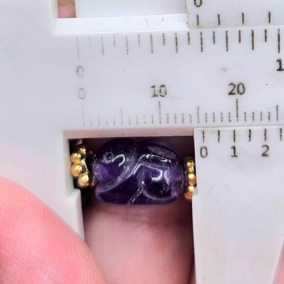 Rare Nature Amethyst Hand Carved Rabbit Beads Bracelet - Picture 9 of 10